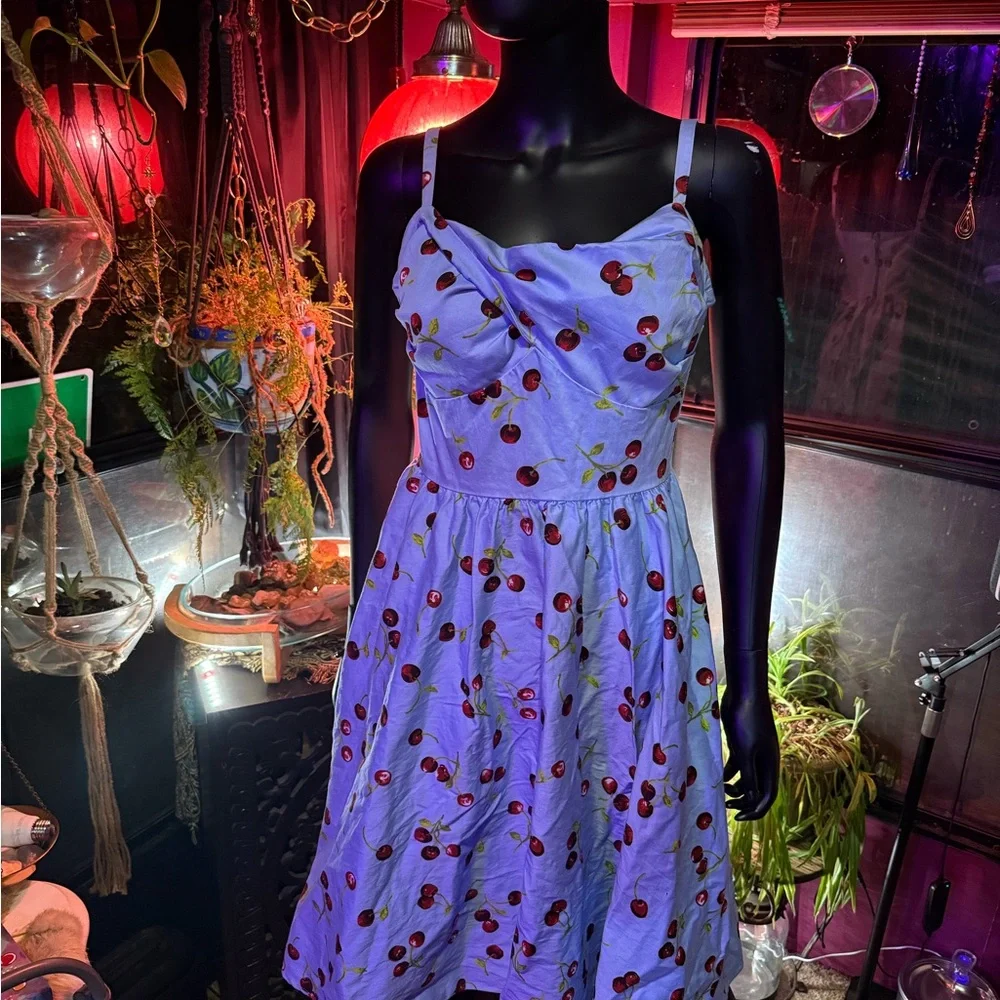 Stop Staring blue cherry print Dress - Picture 4 of 6